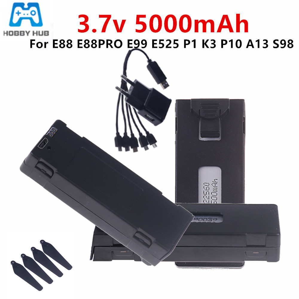 3.7V E88 5000mAh Rechargeable  - đánh giá và giá Drone Rc E99 Pro