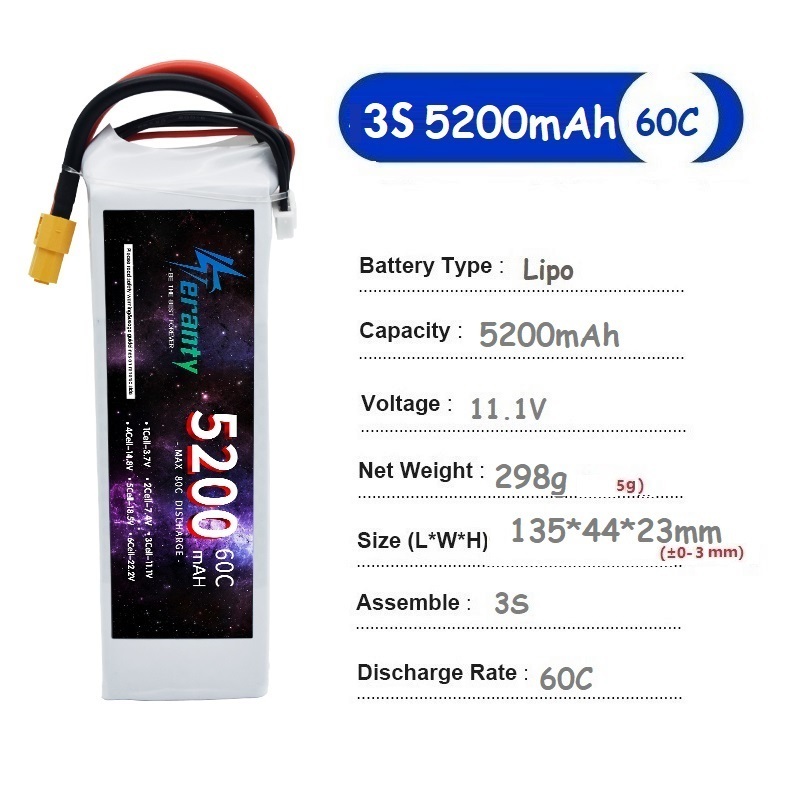 TERANTY  3S  5200MAH 60C batte - đánh giá và giá Drone Avion Rc