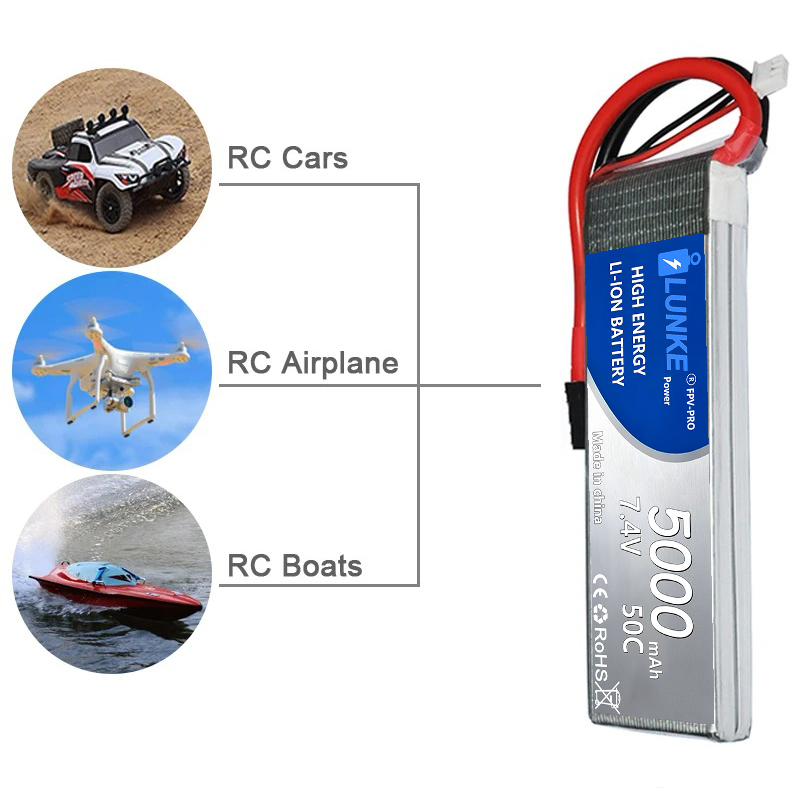 Batterie Lipo 2S 7.4V 5000mAh  - đánh giá và giá Drone Avion Rc