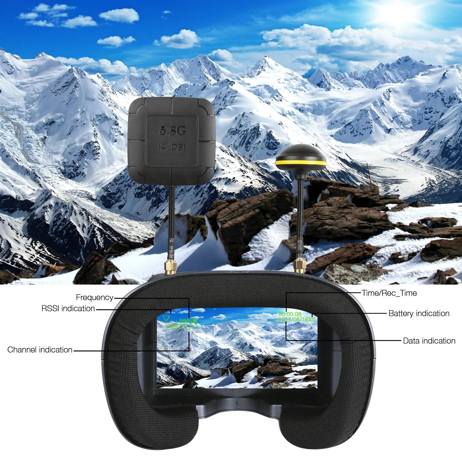 5.8G 40CH 4.3 Inch 800*480 Vid - đánh giá và giá Fpv Goggles Headset