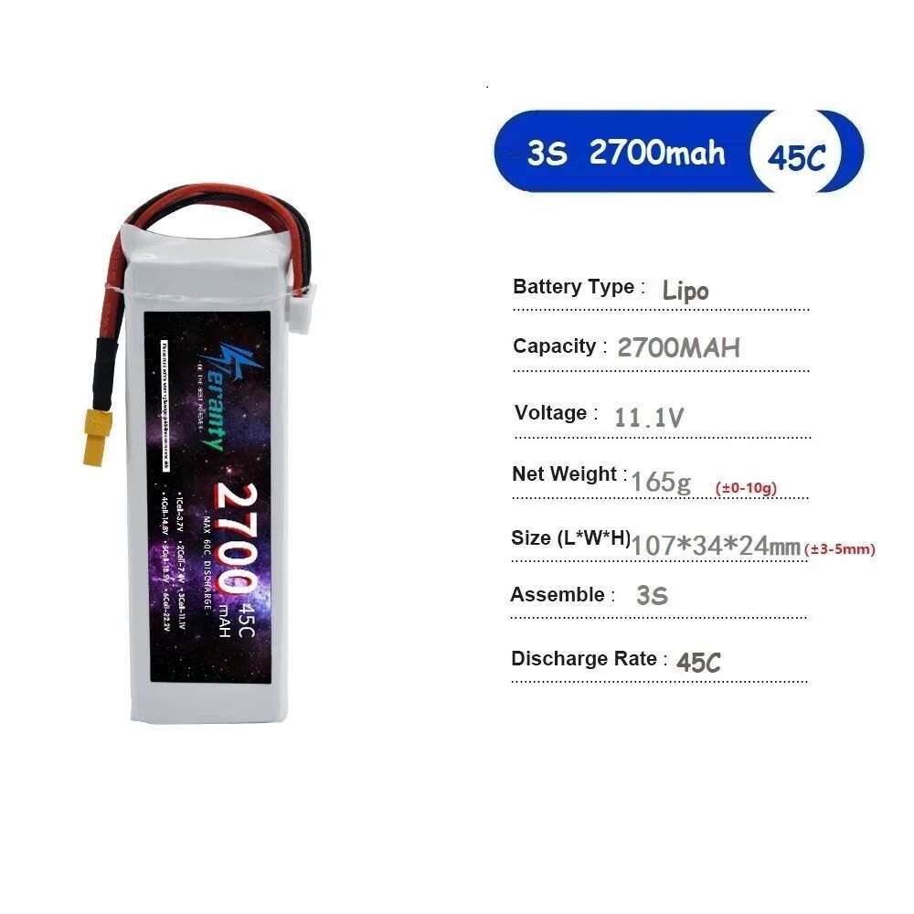 TERANTY 2700 MAH 45C 3S batter - đánh giá và giá Drone Avion Rc